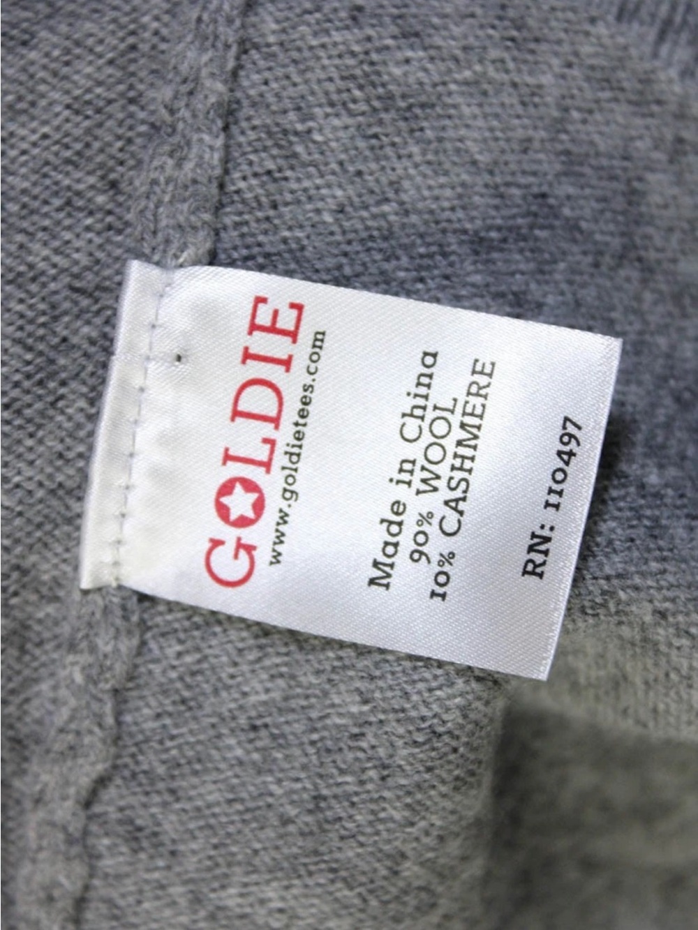 Goldie Gray Knit Wool-Cashmere Sweater Label Detail